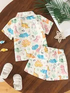 Ploy Cotton floral Print Clothing set for boys, White 