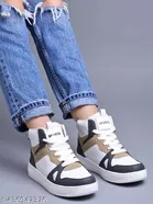 Solid Synthetic Sneakers for Women 
