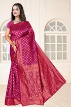 Jacquard Woven Design Saree for Women, Pink 