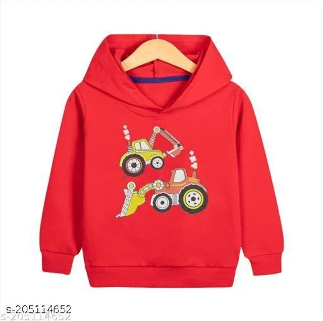 Cotton Blend Hoodie for Boys (Red, 3-4 Years)
