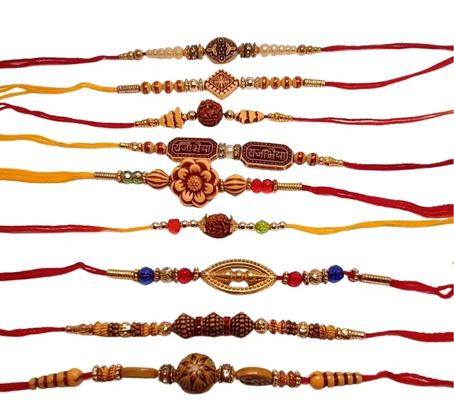 Thread Rakhi for Raksha Bandhan (Multicolor, Pack of 9)