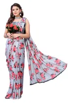 Women Georgette Printed Saree With Unstitched Blouse 