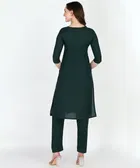 Viscose Rayon Embroidered A-Line Kurti with Pant 