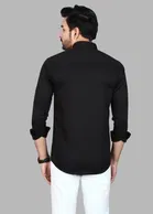 Cotton Blend Solid Shirt for Men, Black 