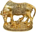 Brass Kamdhenu Cow with Calf Statue 