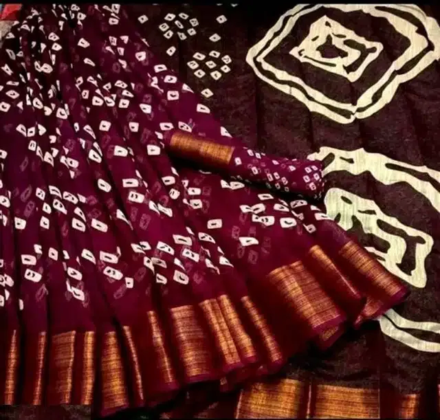 Women's Printed Saree with Unstitched Blouse (Purple, 6.0 m)