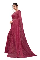 Net Solid Saree for Women 