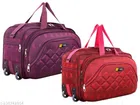 Polyester Duffel Bags (Red & Purple, Pack of 2)