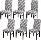 Polycotton Printed Chair Covers (Grey & White, 45x50 inches) (Pack of 6)