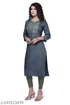 Rayon Slub Embroidered Kurti for Women 