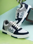 White & Blue Casual Trendy Sneakers for Men 