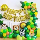 Jungle Theme 5th Birthday Balloon Decoration Kit , Multicolor, Pack Of 74