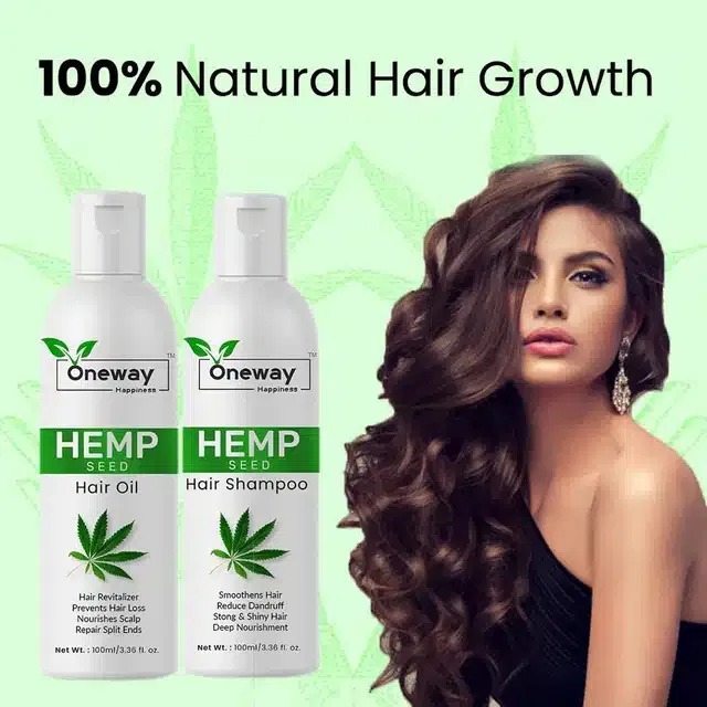 Oneway Happiness Hemp Seed Hair Oil with Shampoo (Pack of 2, 100 ml)