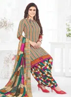 Floral Crepe Punjabi Suit Material for Women 