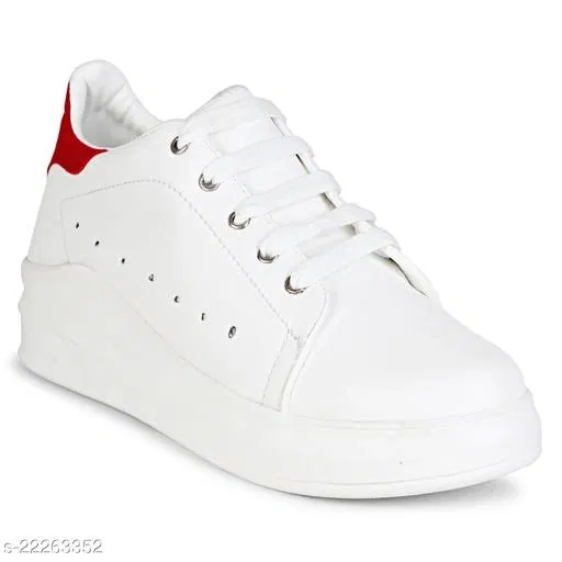 Casual Shoes for Women (White & Red, 6)