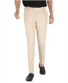 Poly Viscose Solid Trouser for Men (Beige, 28)