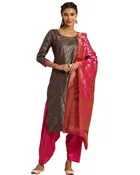 Silk Blend Unstitched Salwar Suit Fabric for Women 