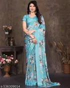 Tussar Silk Printed Saree for Women, Sky Blue 