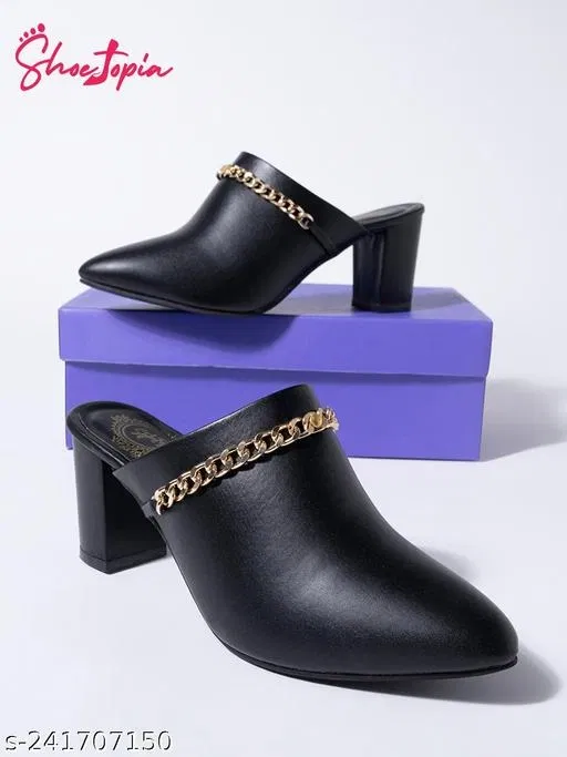 Shoetopia Navy Blue Synthetic Pumps Pointed Toe Mules (IND-8)