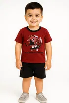 Solid Cotton Blend Top & Bottom Set for Boys 
