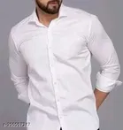 Poly Blend Solid Shirt for Men, White 