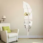 Mirror Sticker Silver Feather Shape for Home 1pc