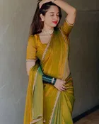 Satin Solid Saree for Women, Gold 