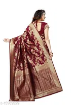 Litchi Silk Zari Woven Saree for Women, Maroon 