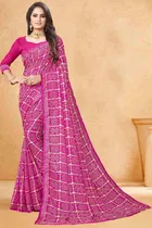 Kanooda Prints Fancy Women Georgette Printed Bandhani Saree 