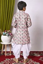 Dupion Silk Printed Kurta with Dhoti for Boys, Multicolor 