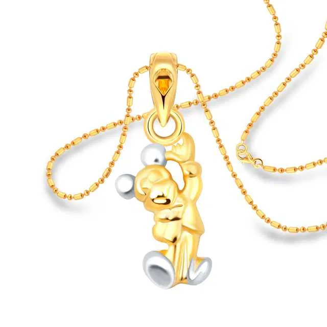 Vighnaharta Alloy Kids Mickey Mouse Gold & Rodium Plated Pendant With Chain For Unisex (Gold & Silver) (VF-110)