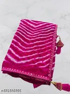 Georgette Printed Saree for Women, Pink 
