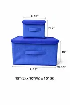 Craft Bazar Multipurpose Foldable Fabric Storage Box Combo of 2 with Lid and Handles for Clothes, Toys, Wardrobe, Shelf and Home Organization