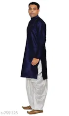Dupion Silk Solid Kurta with Dhoti for Men 