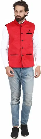 PSK स्लीवलेस मेन नैहरू जैकेट 