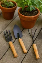 Immutable Garden Tools for Home Gardening Set, Gardening Trowel, Garden Fork, Wooden Handle 