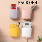 Plastic Wall Mounted Mobile Holders (Multicolor, Pack of 4)