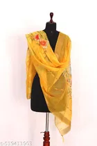Art Silk Printed Dupatta for Women & Girls, Yellow 