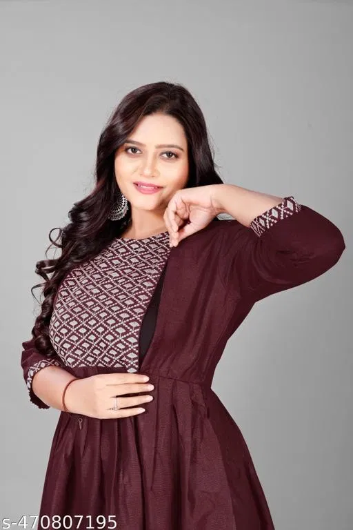 Floral Embroidered Maternity Kurti (Maroon, XXXL)