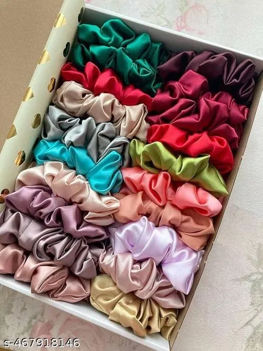 Stylish Fabric Scrunchies for Women (Multicolor, Pack of 8)