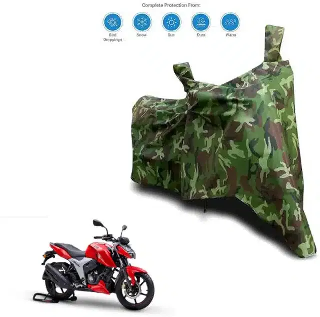 Waterproof & UV Protection Polyester Full Body Cover for TVS Apache RTR 160 4V (Green)