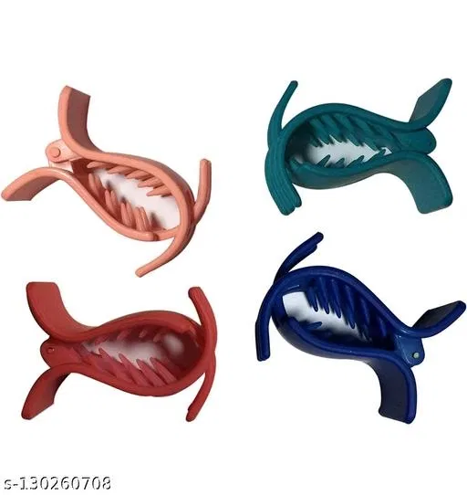 Plastic Hair Clutcher for Women & Girls (Multicolor, Pack of 4)