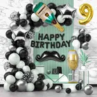 Mustache Theme 9th Birthday Balloon Decoration Kit , Multicolor, Pack Of 70