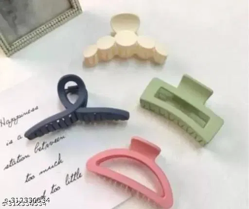 ABS Plastic Hair Clutcher for Women & Girls (Multicolor, Pack of 4)