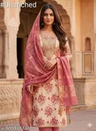 Silk Blend Punjabi/All Over Suits Semi-Stitched Suits 