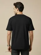 Polyester Printed T-shirt for Men, Black 