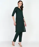 Viscose Rayon Embroidered A-Line Kurti with Pant 