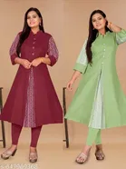 Solid Cotton Blend Kurti for Women, Pack of 2 