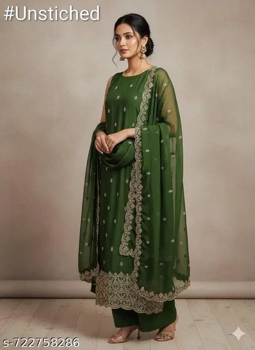 Vichitra Silk Punjabi/All Over Suits for Women (Multicolor, 5.85 meter (S)
