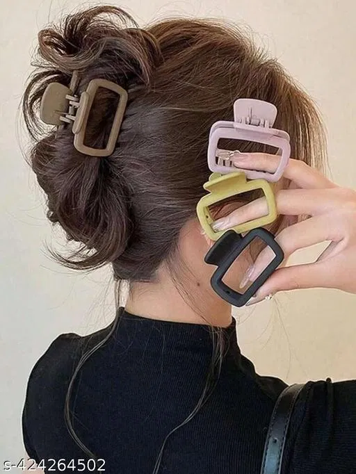 Plastic Hair Clutcher for Women & Girls (Multicolor, Pack of 4)